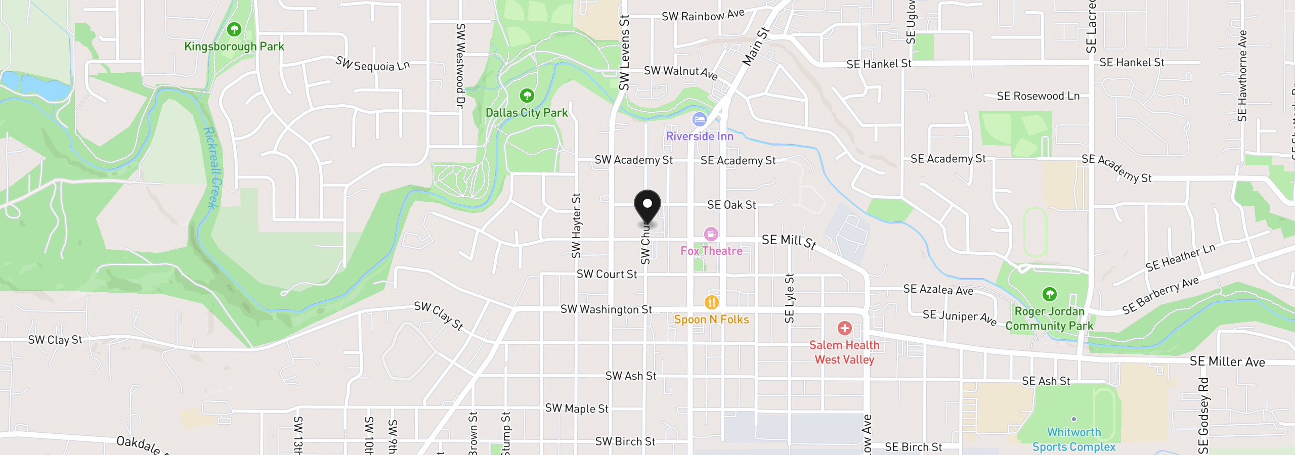 Map showing the location of 0 Mistletoe Dr, Dallas, OR 97338