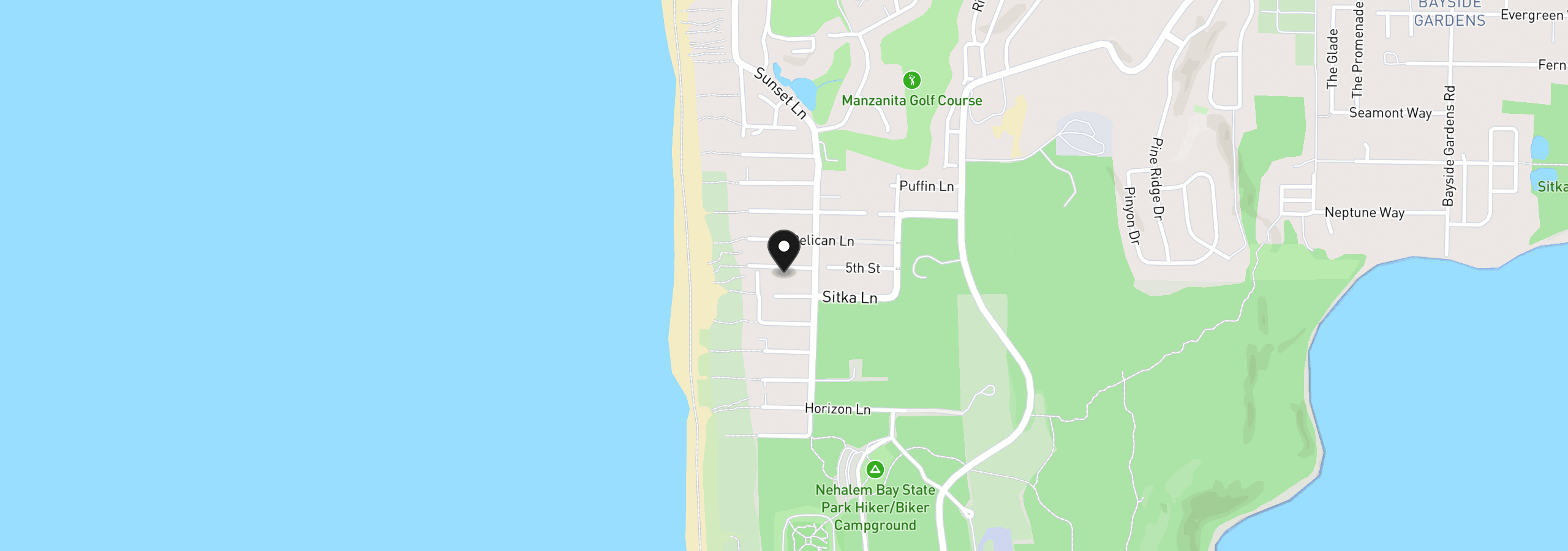 Map showing the location of 8925 Windward Ln, Manzanita, OR 97130