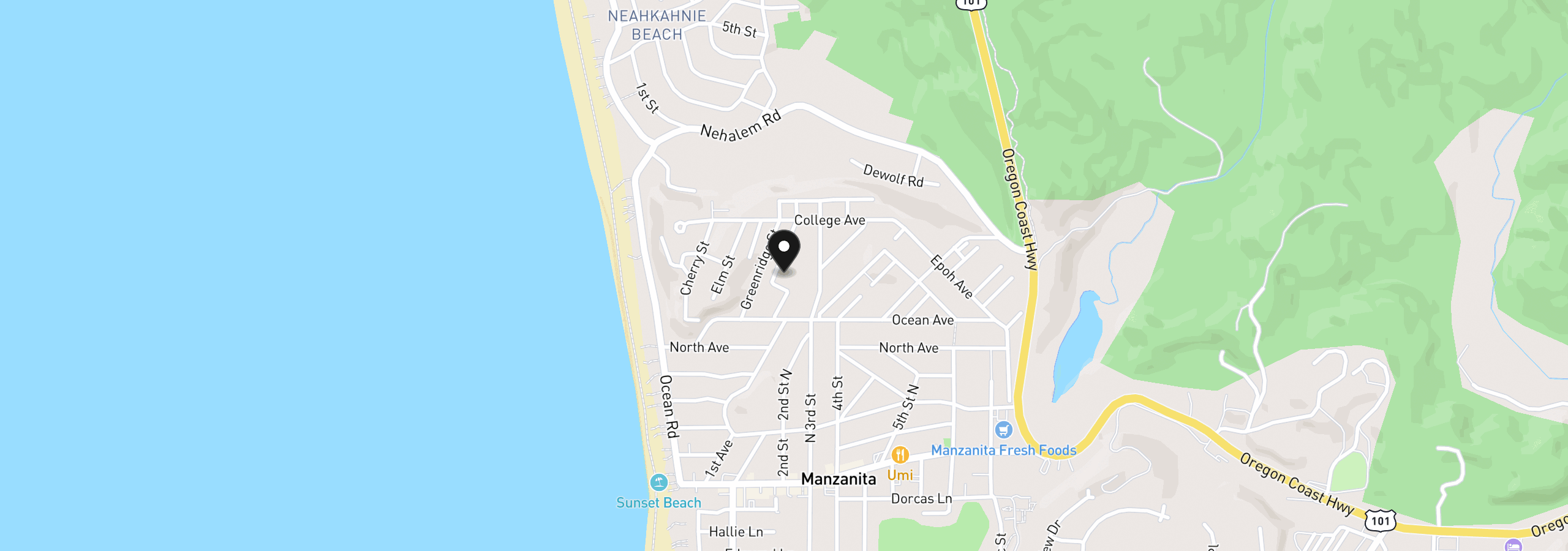 Map showing the location of 820 Hemlock St, Manzanita, OR 97130