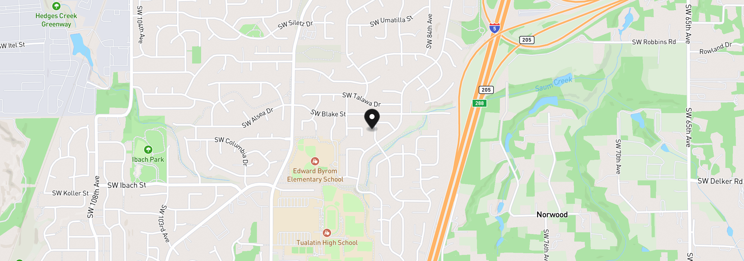 Map showing the location of 21659 SW Dakota Cir, Tualatin, OR 97062