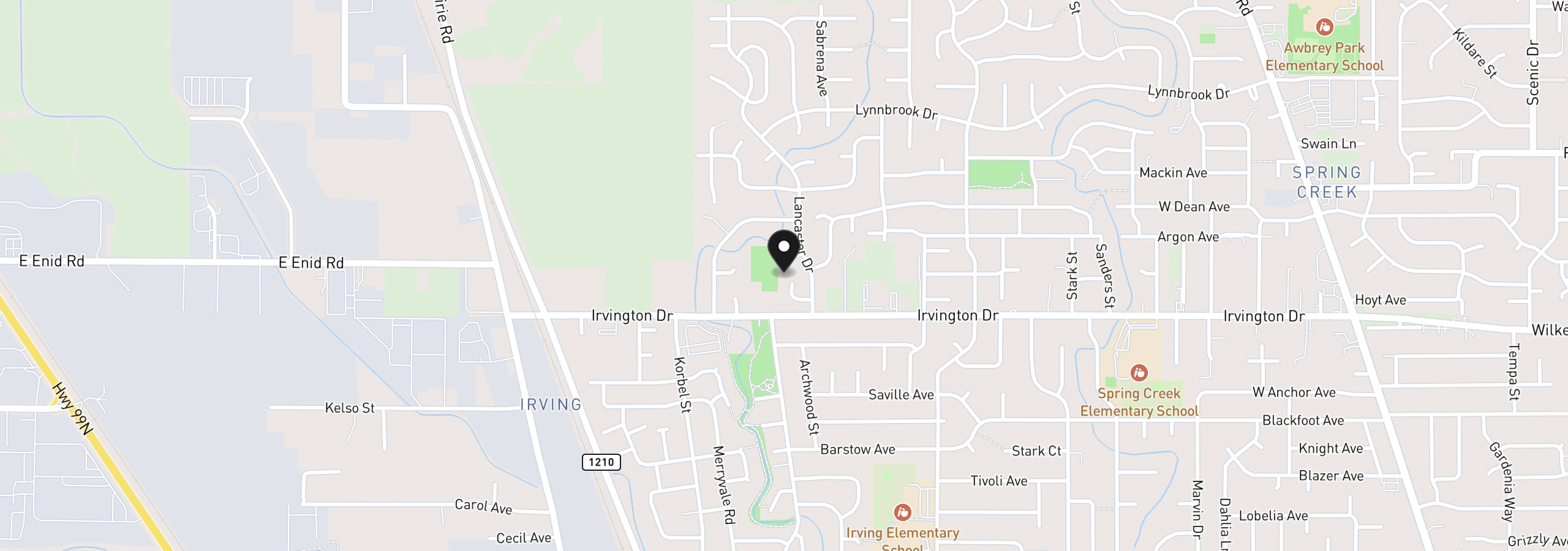 Map showing the location of 1180 Brockton Pl, Eugene, OR 97404