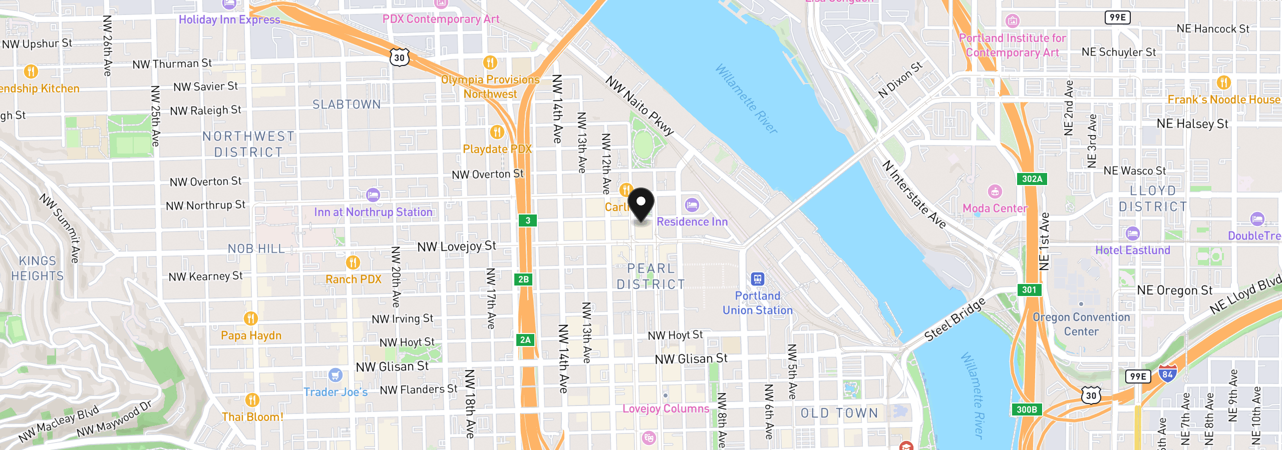 Map showing the location of 1001 NW Lovejoy St Ph-3, Portland, OR 97209