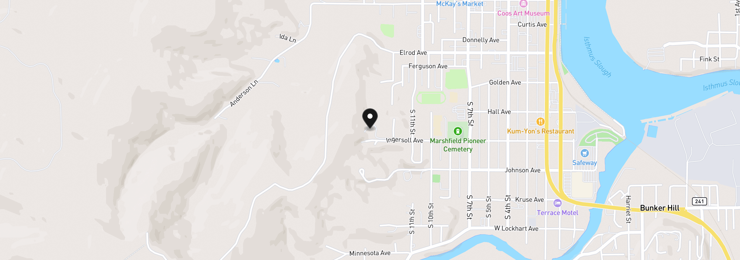 Map showing the location of 1320 Ingersoll St, Coos Bay, OR 97420