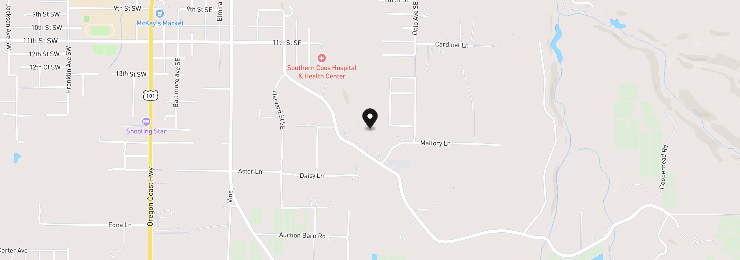 Map showing the location of 0 Ruby Loop, Bandon, OR 97411