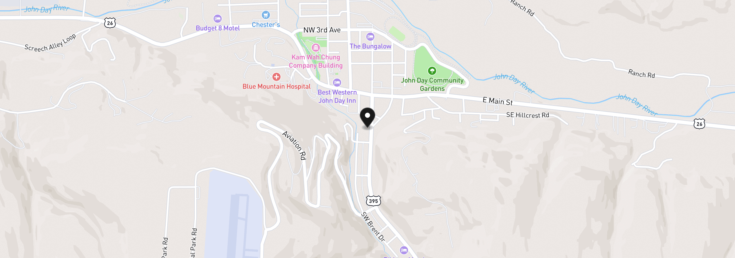 Map showing the location of 239 S Canyon Blvd, John Day, OR 97845