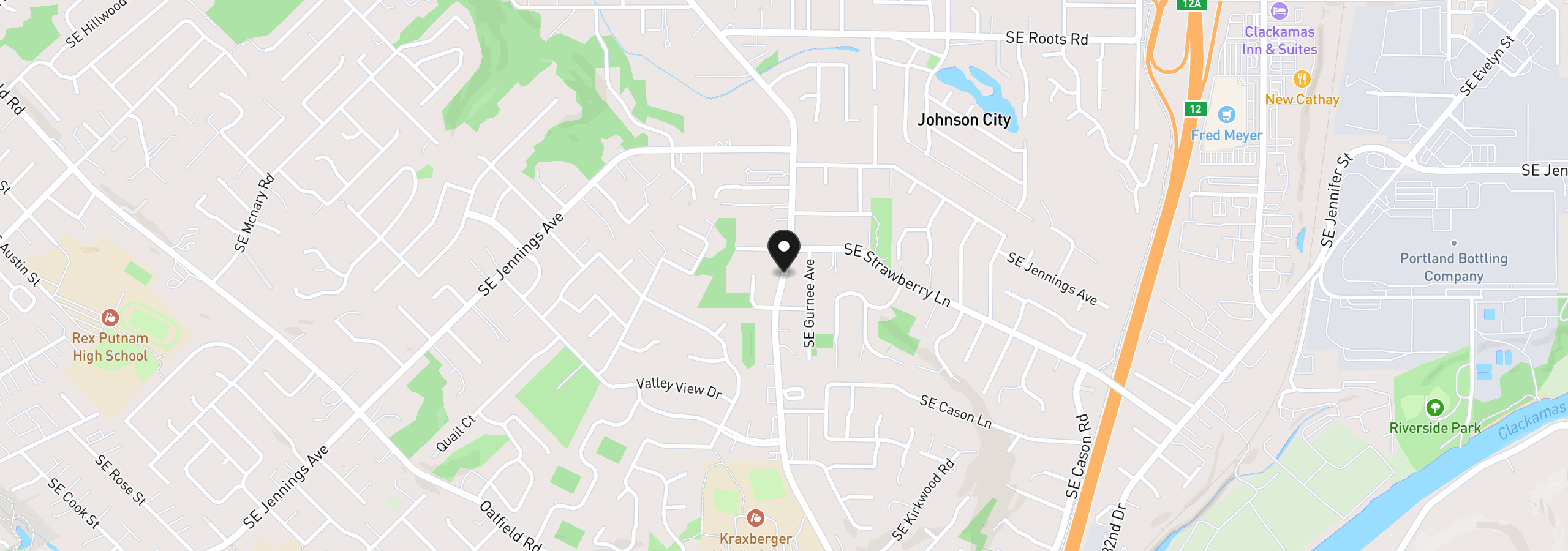 Map showing the location of 17055 SE Webster Rd, Gladstone, OR 97027