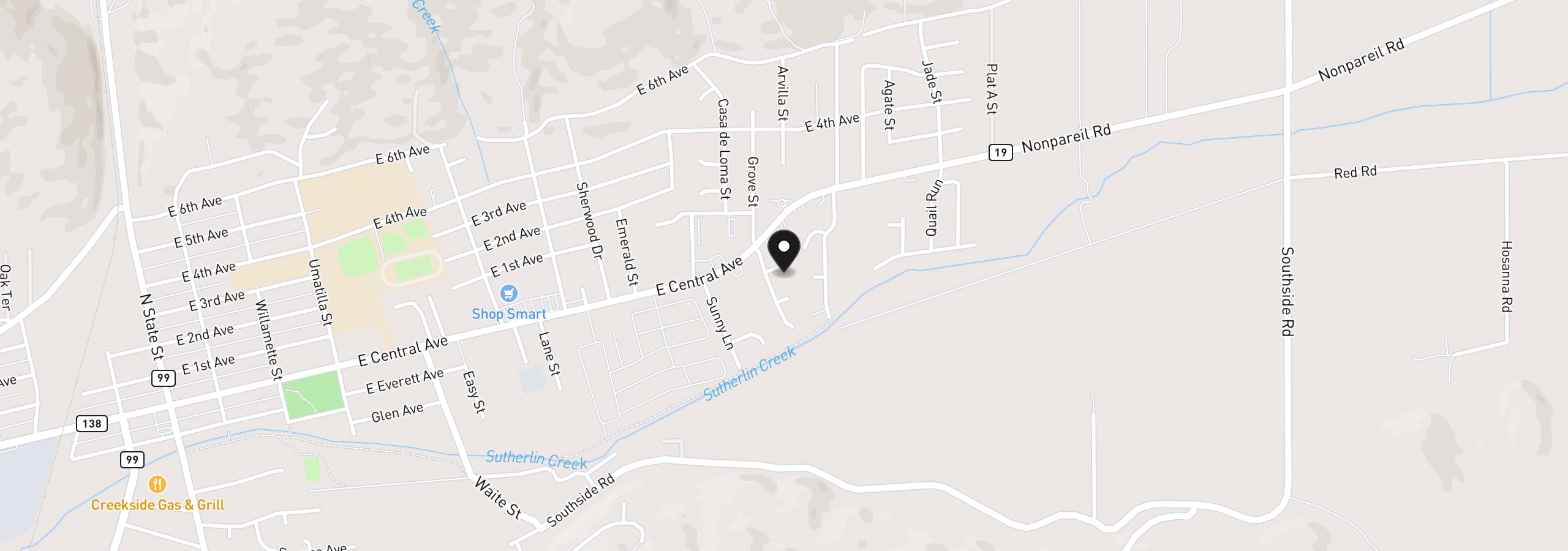 Map showing the location of 1422 Don Mar Ct, Sutherlin, OR 97479