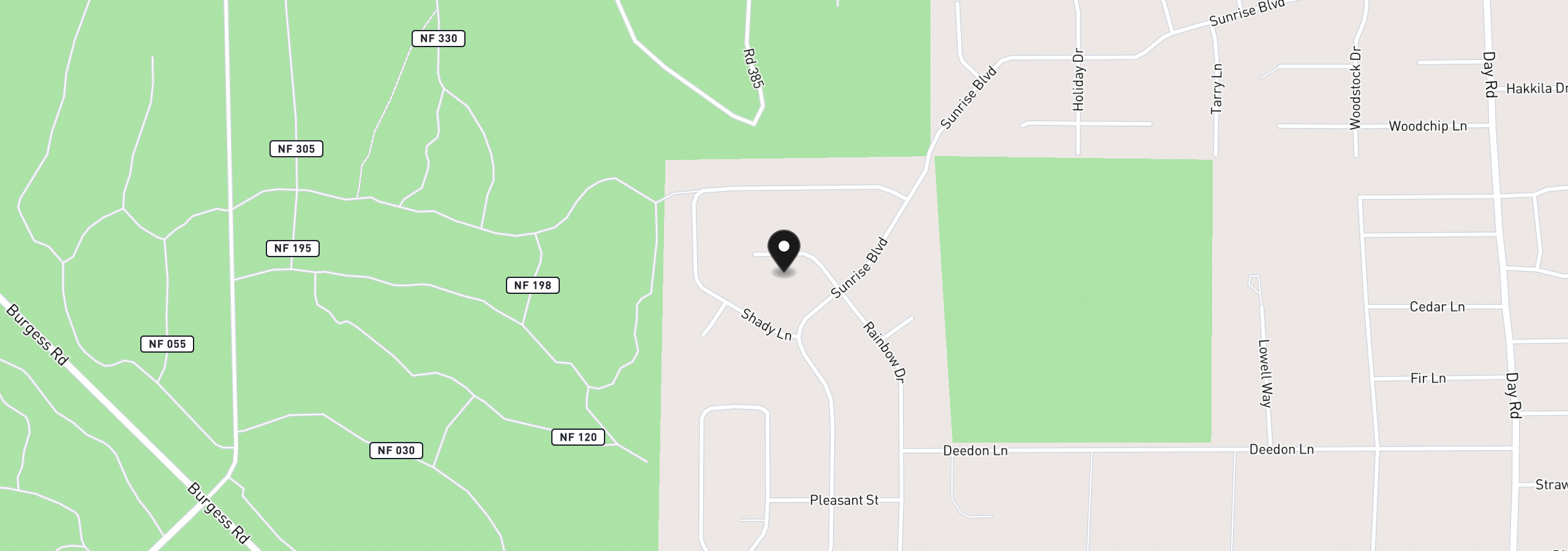 Map showing the location of 15489 Rainbow Ct, La Pine, OR 97739