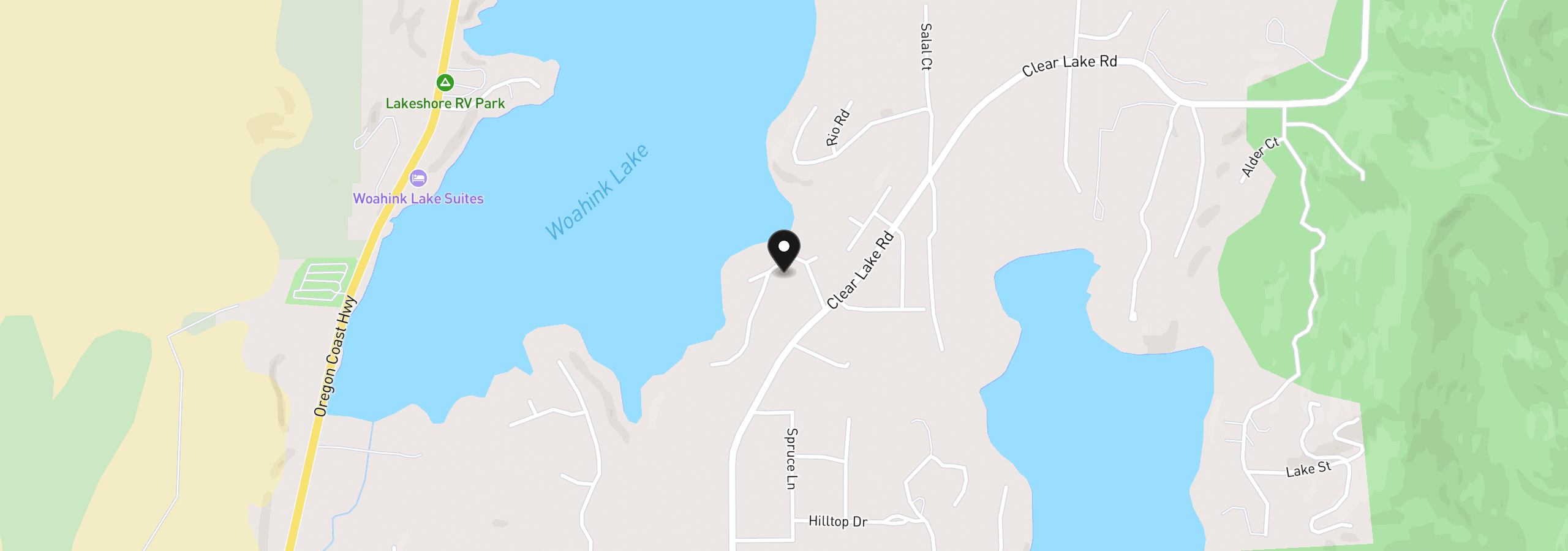 Map showing the location of 83581 Woodland Ln, Florence, OR 97439