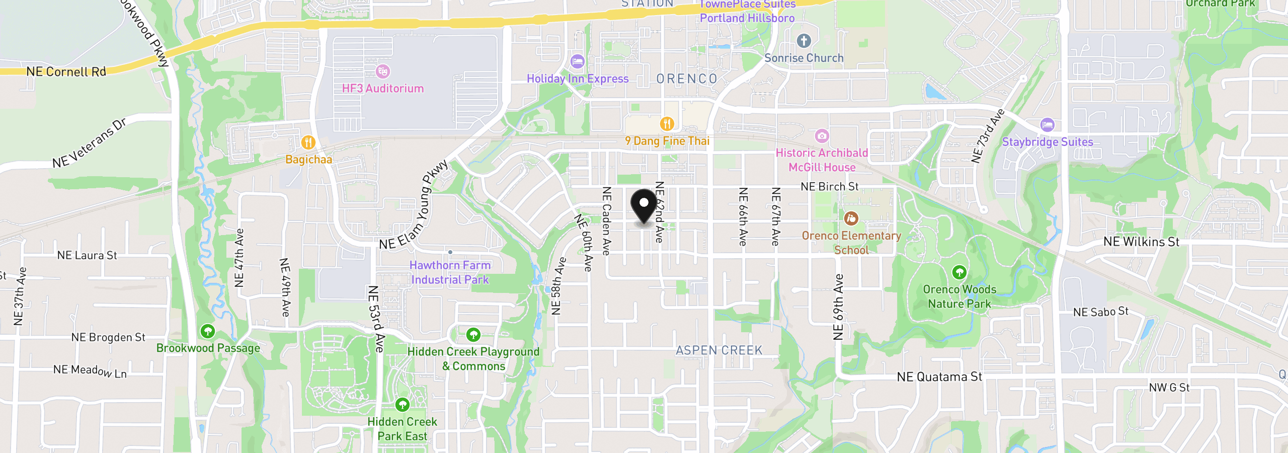 Map showing the location of 6208 NE Chestnut St, Hillsboro, OR 97124