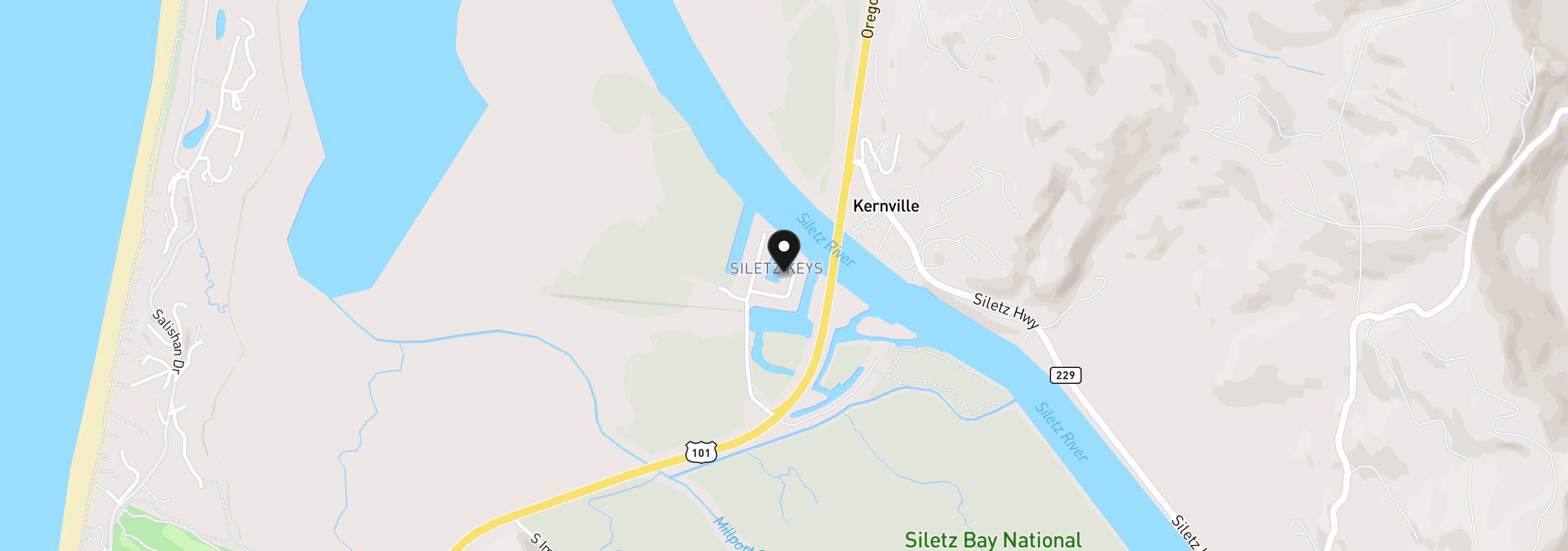 Map showing the location of 9235 Trout Pl, Gleneden Beach, OR 97388