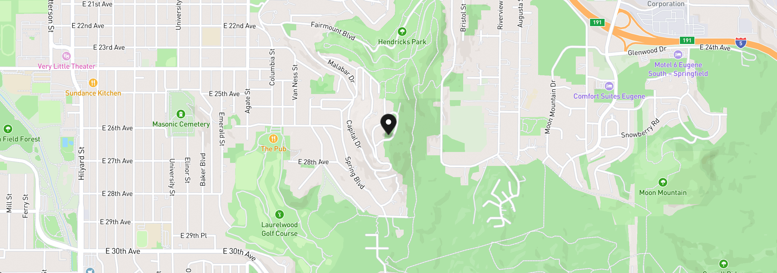 Map showing the location of 2662 Cupola Dr 31, Eugene, OR 97403