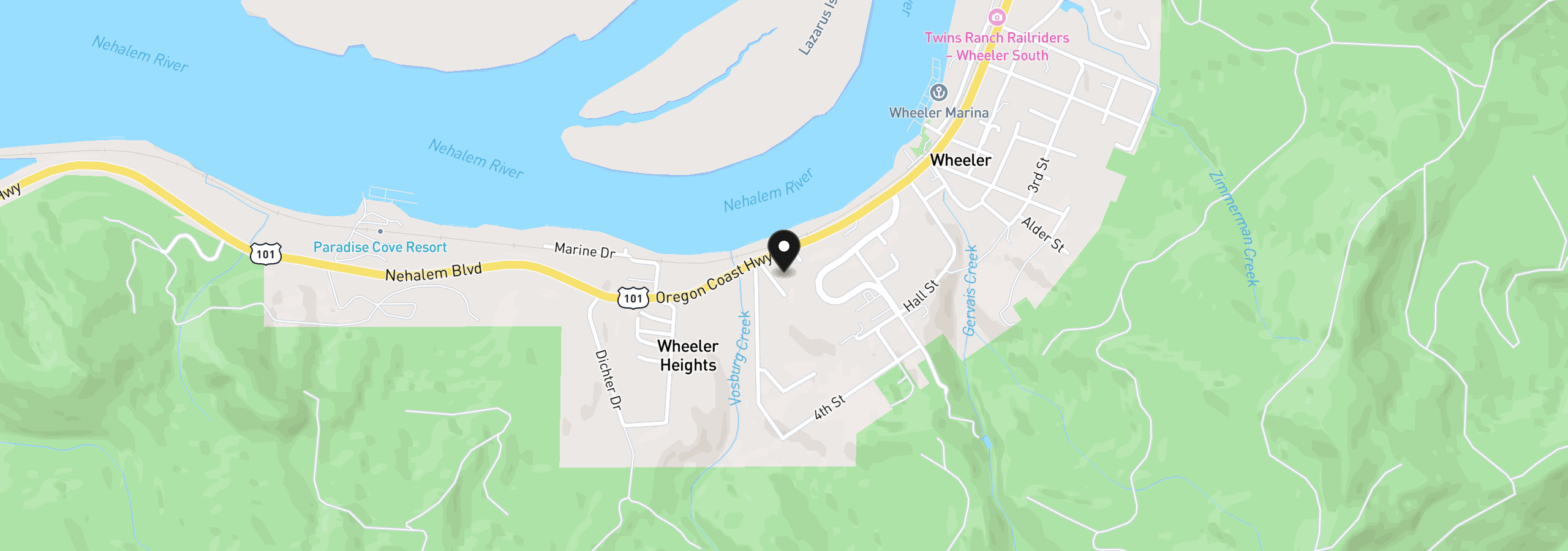 Map showing the location of 75 Gamble Rd, Wheeler, OR 97147