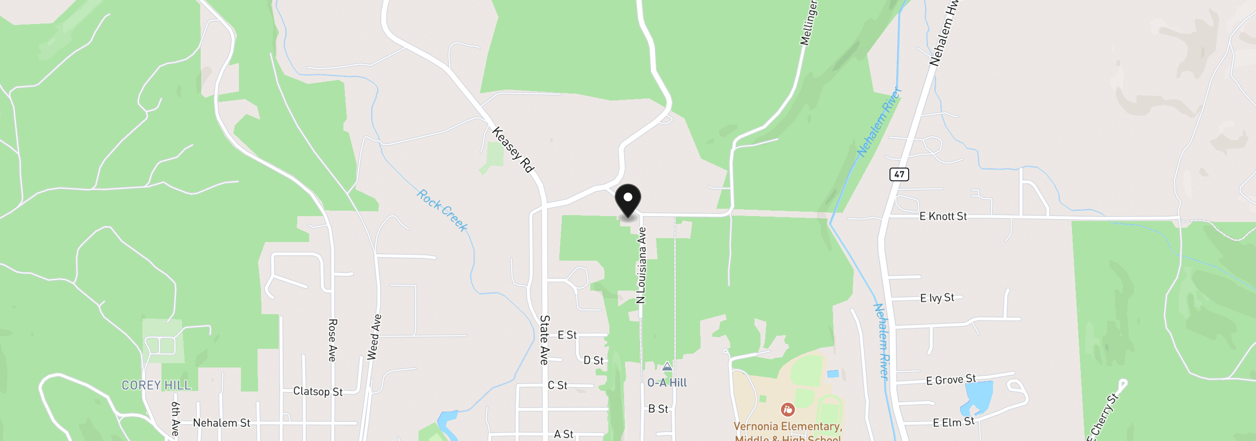 Map showing the location of 159 E J St, Vernonia, OR 97064