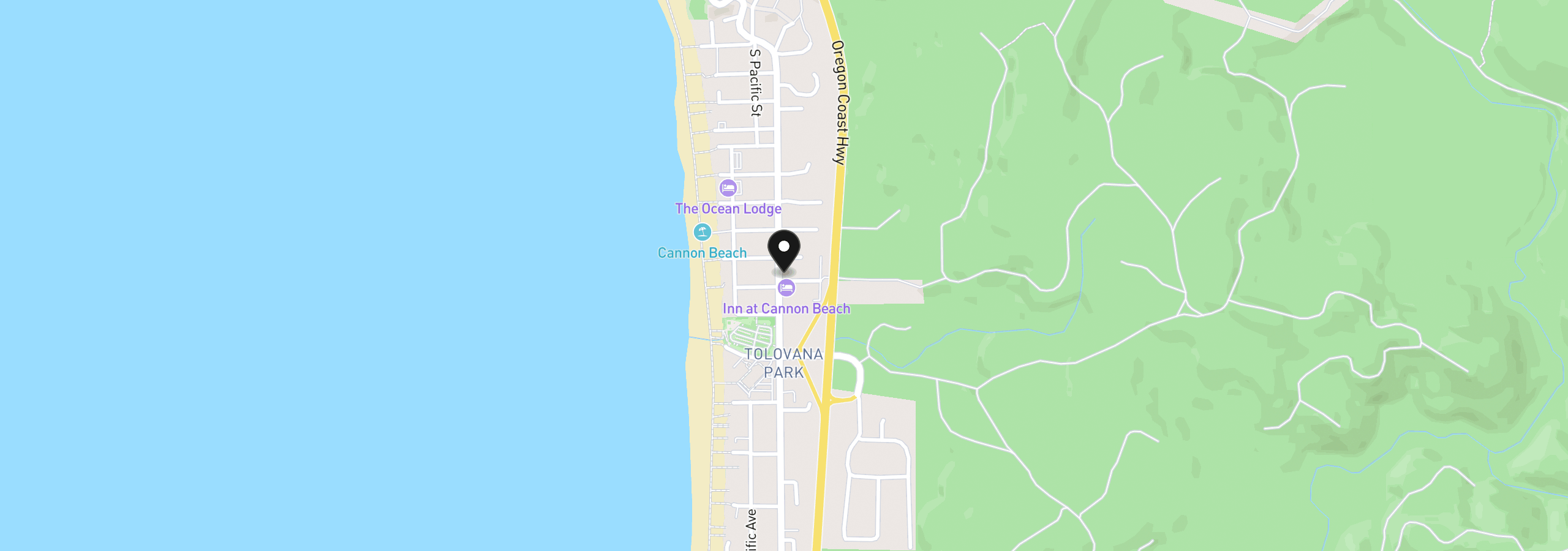 Map showing the location of 132 E Surfcrest Ave A1-D, Cannon Beach, OR 97110