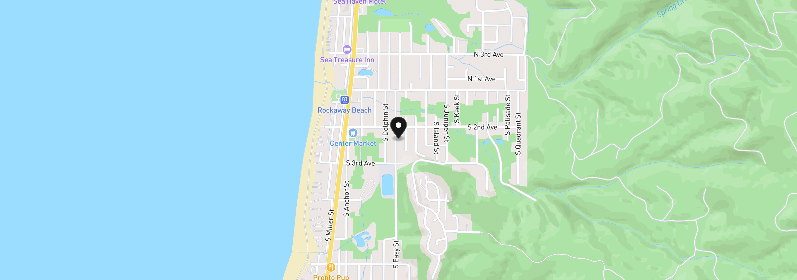 Map showing the location of 238 S Easy St, Rockaway Beach, OR 97136