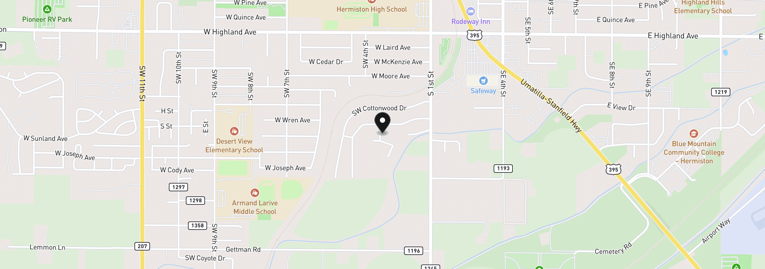 Map showing the location of Tl 9000 W. Condon Ave 1, Hermiston, OR 97838