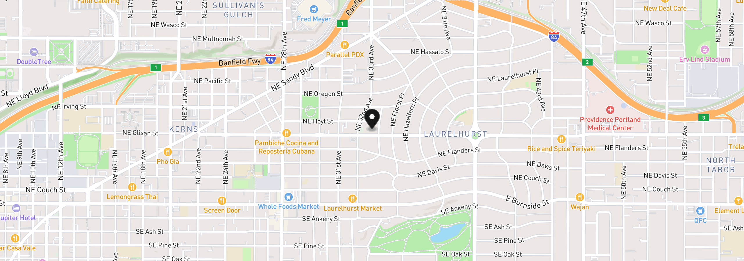 Map showing the location of 3247 NE Glisan St, Portland, OR 97232