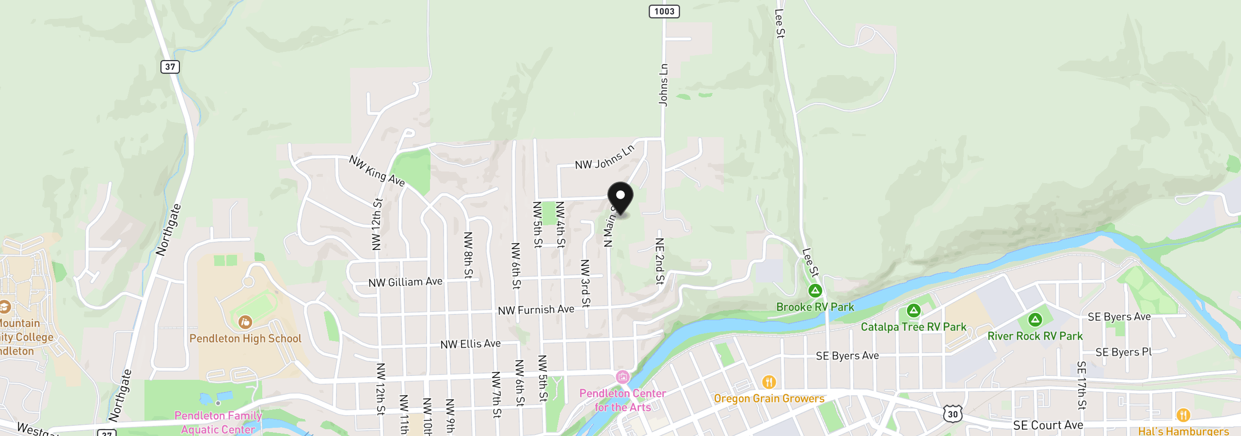 Map showing the location of 722 N Main St, Pendleton, OR 97801