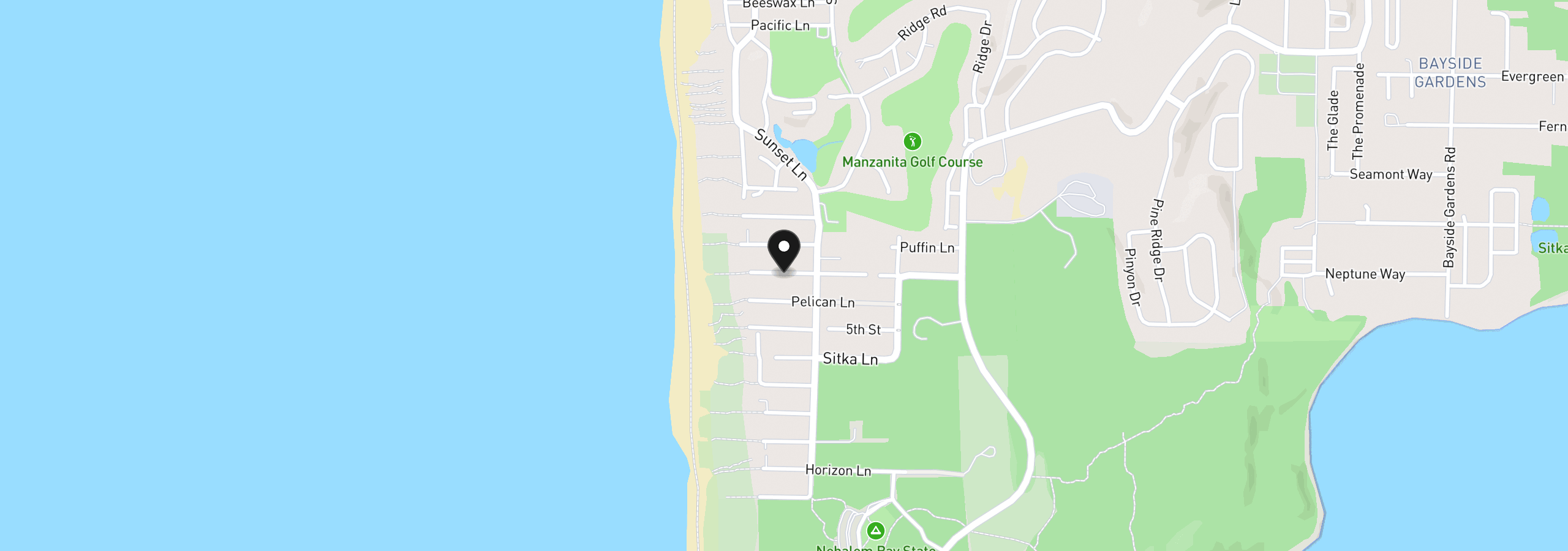 Map showing the location of 8900 Pelican Ln 8, Manzanita, OR 97130