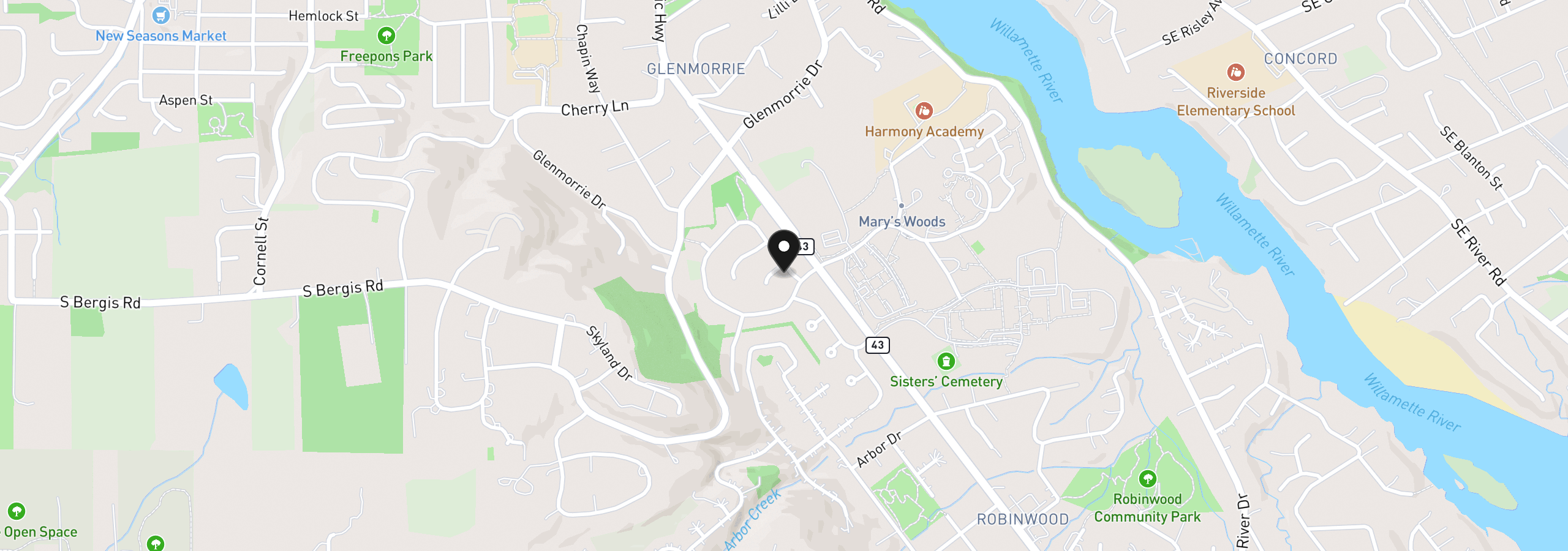 Map showing the location of 17317 Brookhurst Dr, Lake Oswego, OR 97034