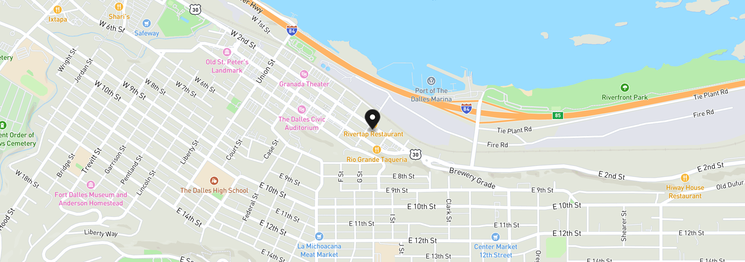 Map showing the location of 700 E 2nd St, The Dalles, OR 97058