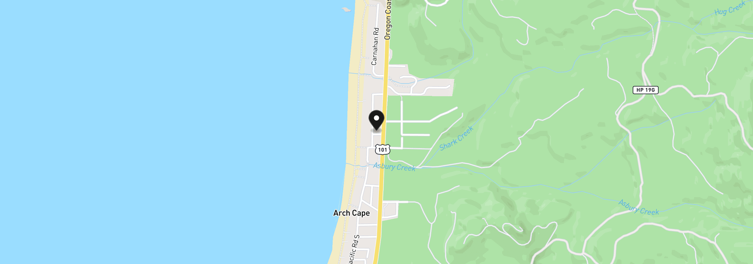 Map showing the location of 31971 Cedar Ln, Arch Cape, OR 97102