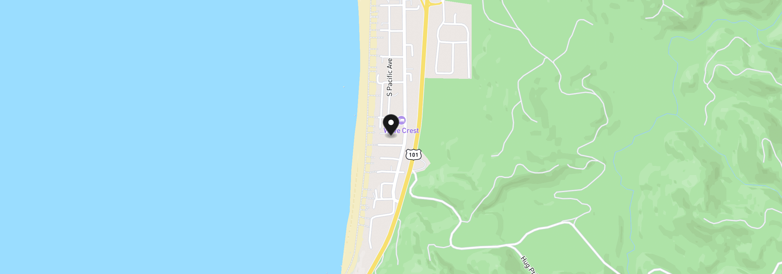 Map showing the location of 4079 Pacific Ave, Cannon Beach, OR 97110