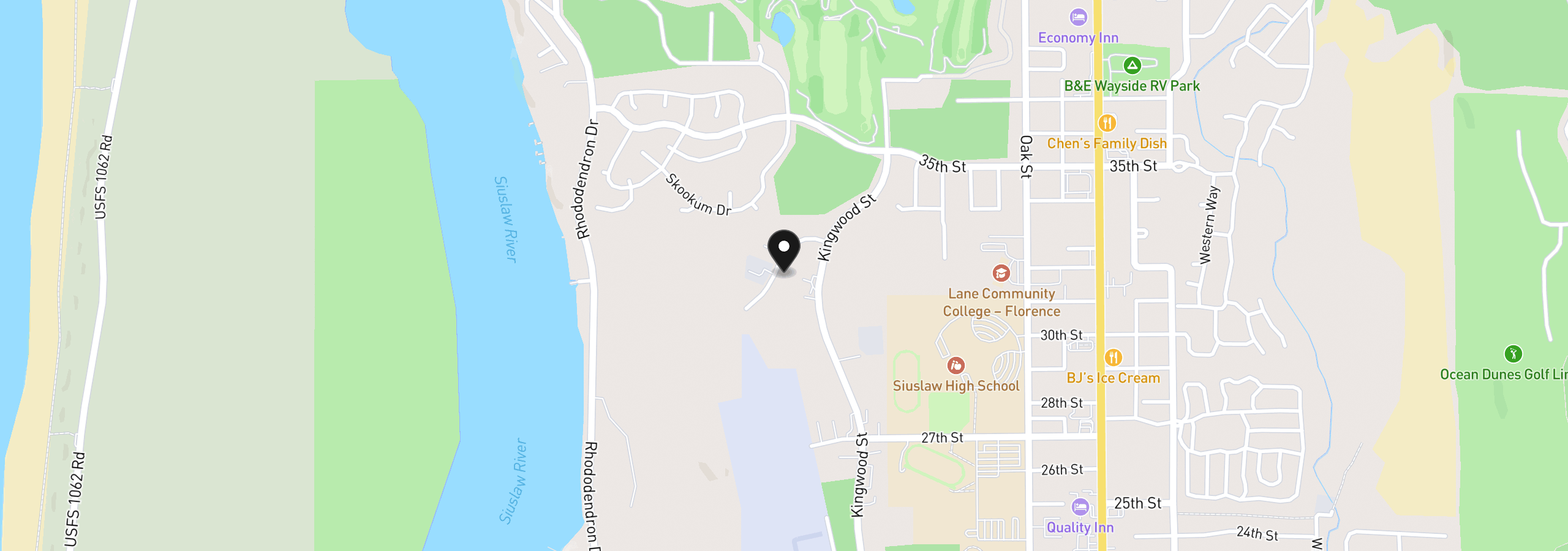 Map showing the location of Pacific View Dr 700, Florence, OR 97439