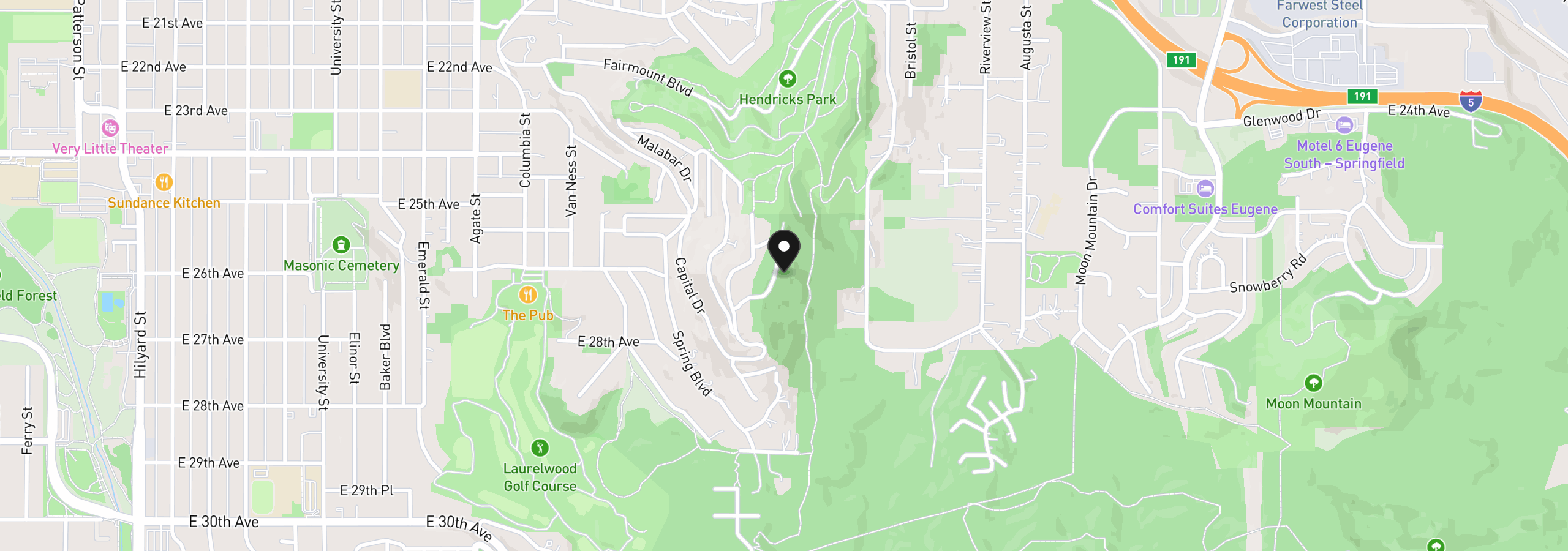 Map showing the location of 2645 Cupola Dr 13, Eugene, OR 97403
