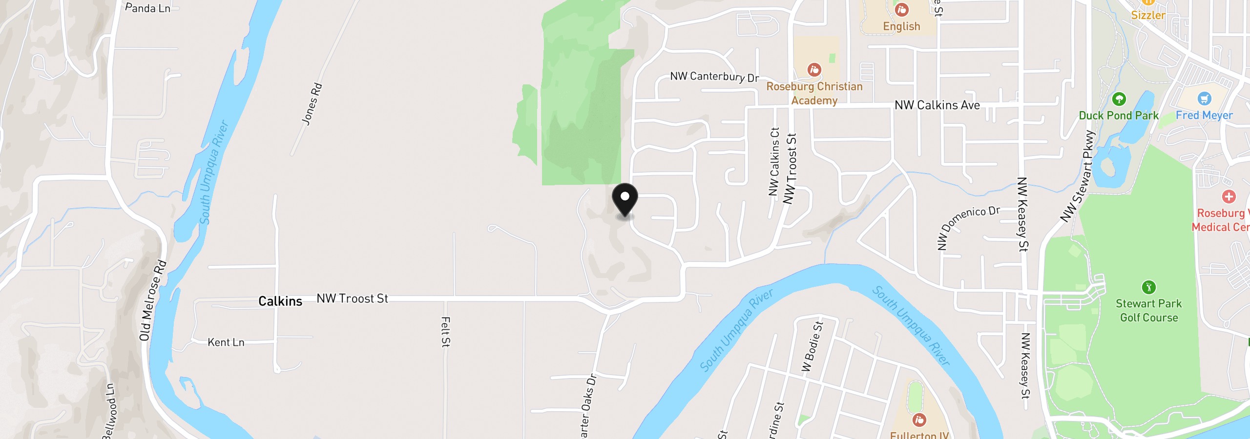 Map showing the location of 2614 Loma Vista Dr, Roseburg, OR 97471