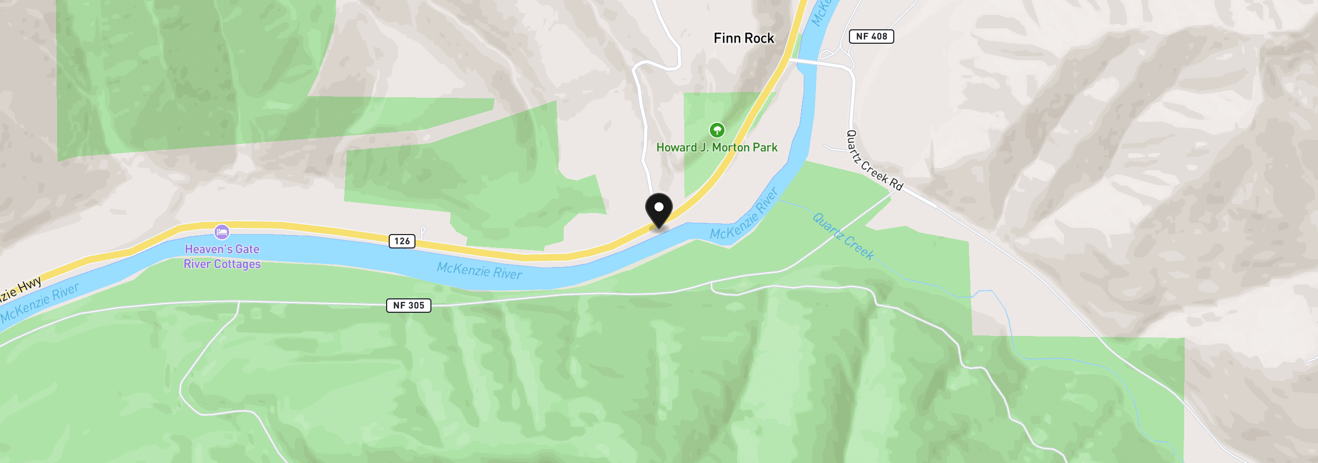 Map showing the location of 50494 McKenzie Hwy, Vida, OR 97488