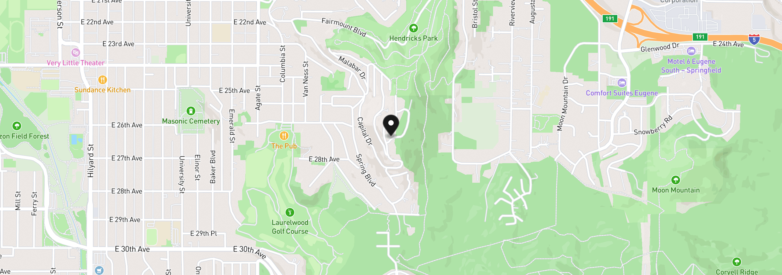 Map showing the location of 2694 Cupola Dr 21, Eugene, OR 97403