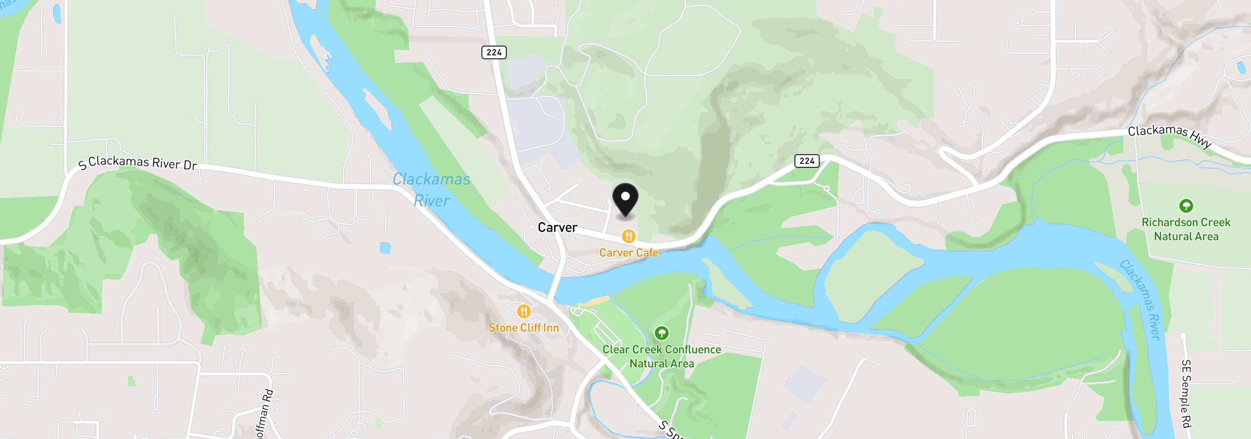 Map showing the location of 16400 SE Highway 224, Damascus, OR 97089
