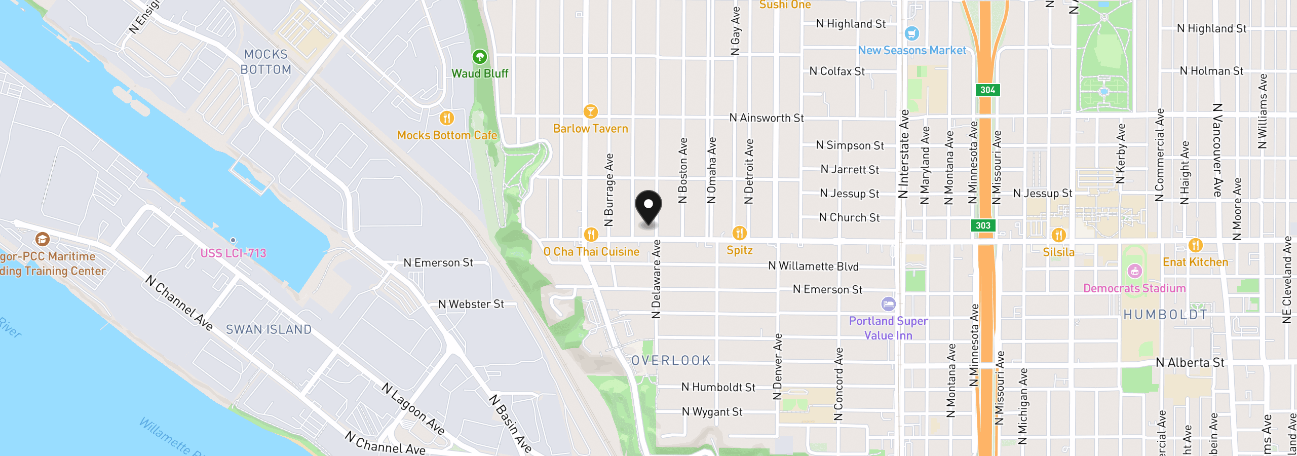 Map showing the location of 2525 N Killingsworth St 314, Portland, OR 97217