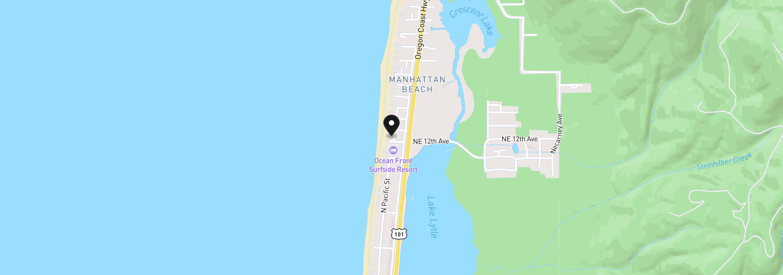 Map showing the location of 1225 N Pacific Ln, Rockaway Beach, OR 97136