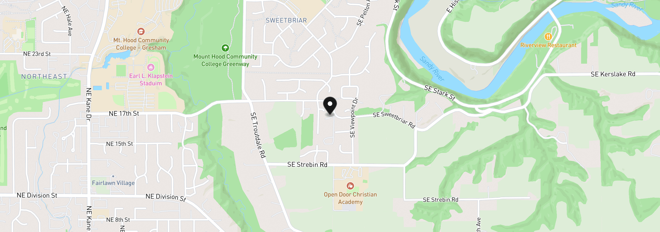 Map showing the location of 4630 SE Sweetbriar Rd, Troutdale, OR 97060