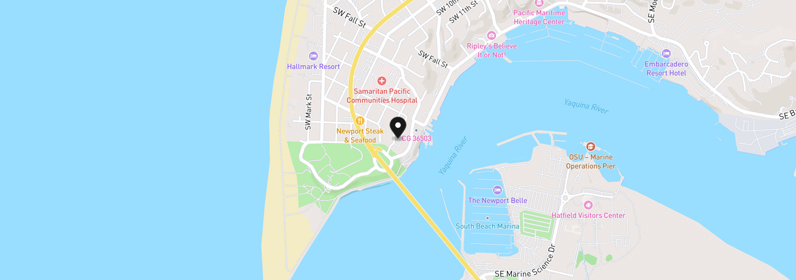 Map showing the location of 1133 SW 12th St, Newport, OR 97365