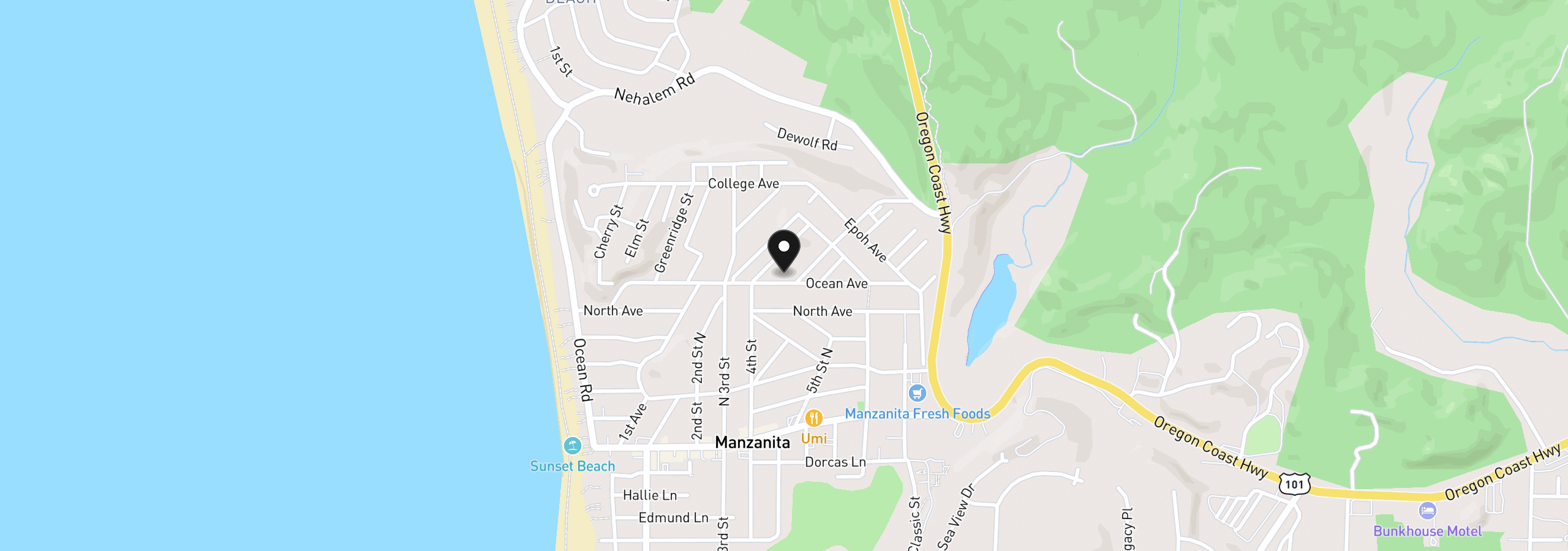 Map showing the location of 441 Ocean Ave, Manzanita, OR 97130