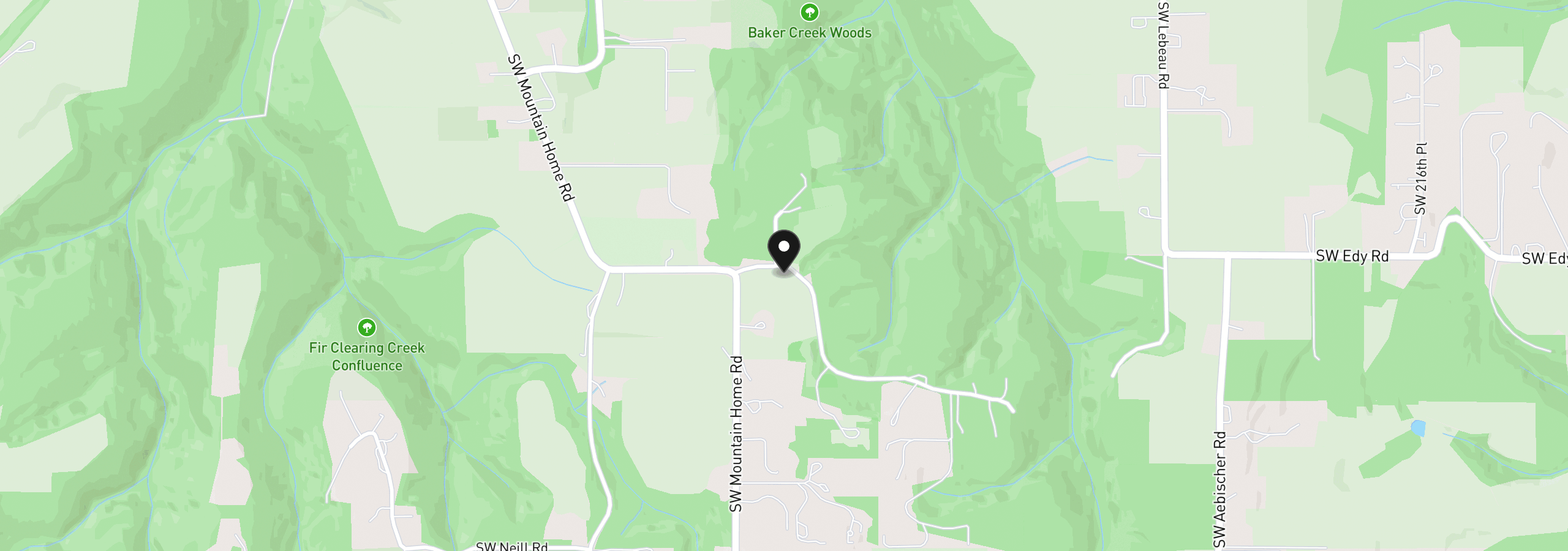 Map showing the location of SW Wunderli Canyon Rd, Sherwood, OR 97140