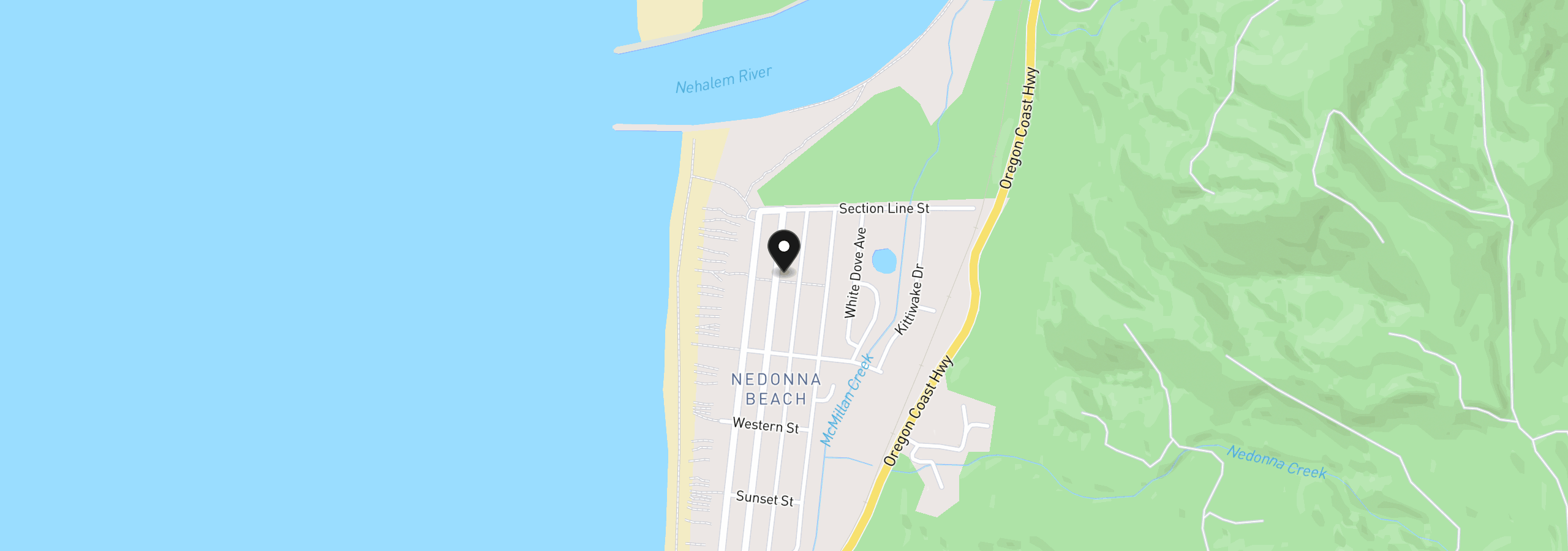 Map showing the location of Vl Nedonna Ave, Rockaway Beach, OR 97136