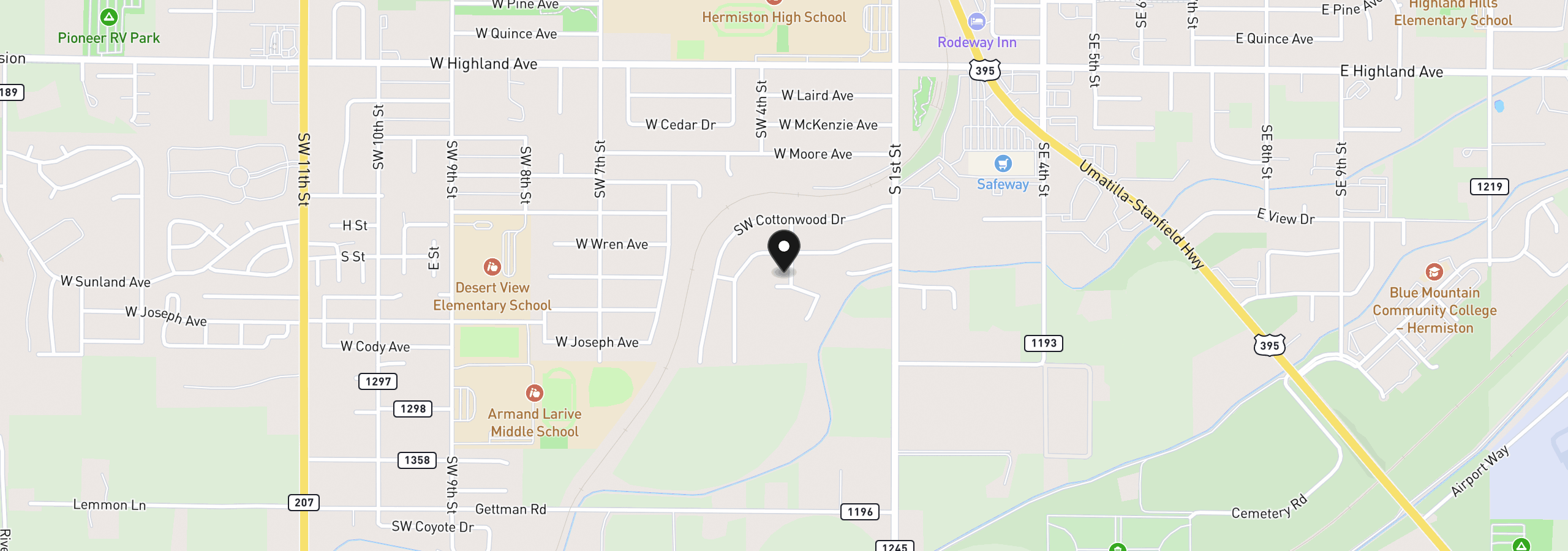 Map showing the location of Tl 9011 W. Condon Ave 12, Hermiston, OR 97838