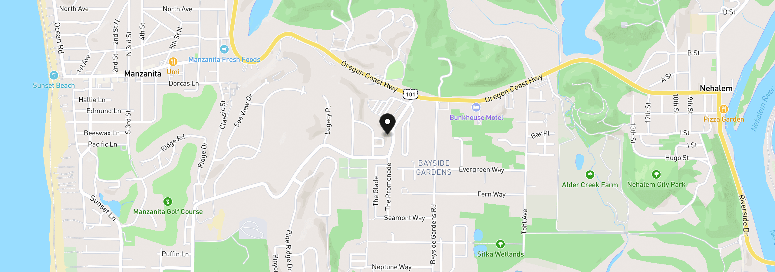 Map showing the location of 35565 Sea Forest Way, Nehalem, OR 97131