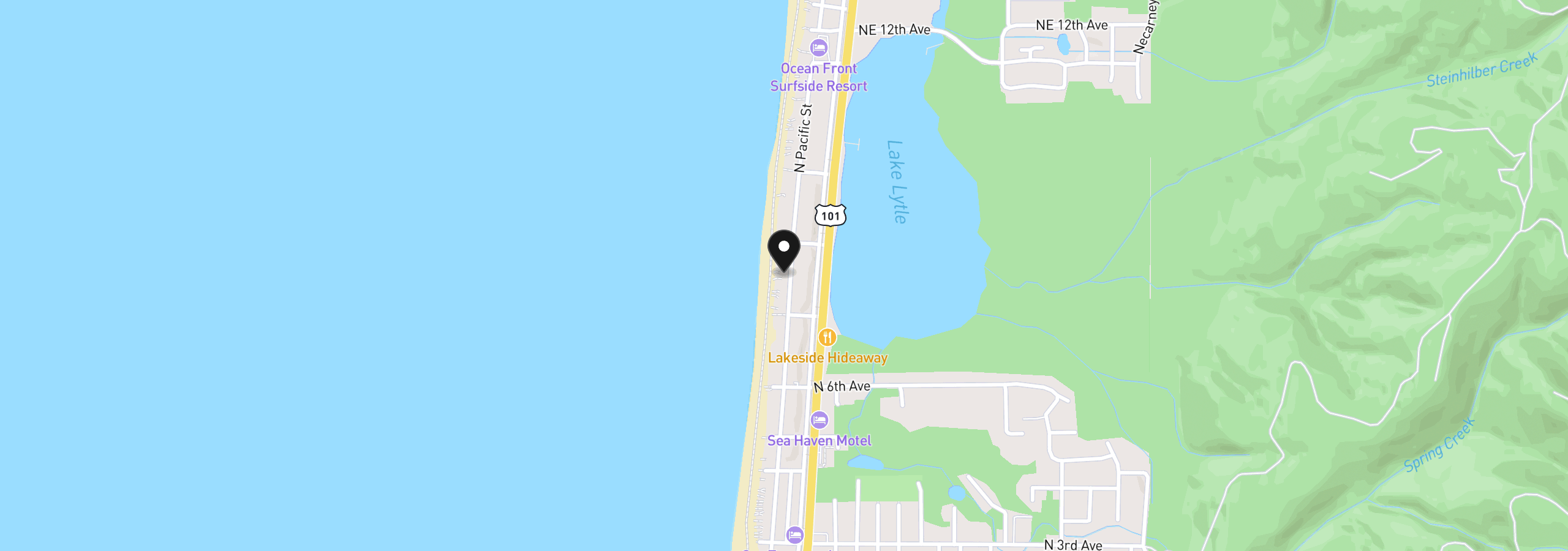 Map showing the location of 749 N Pacific St, Rockaway Beach, OR 97136