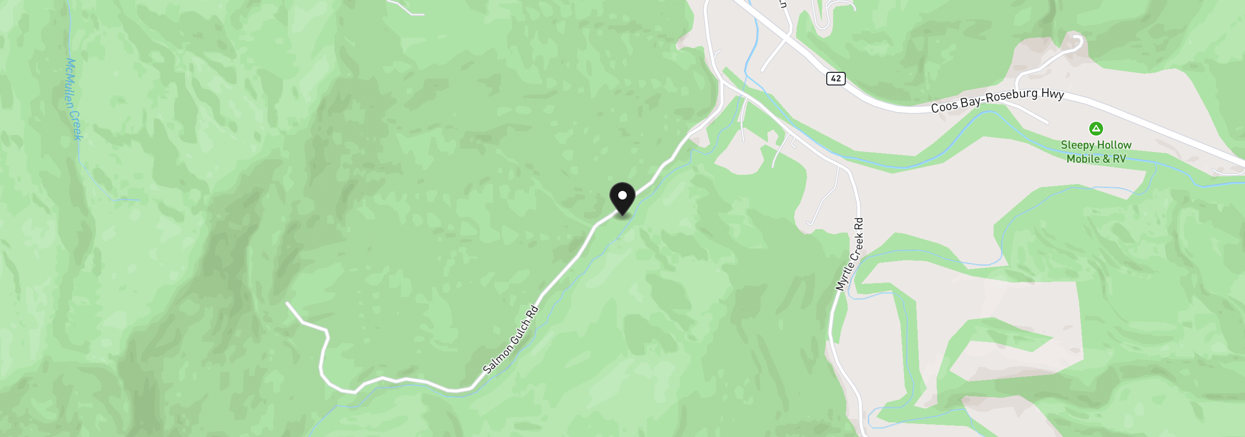 Map showing the location of 51256 Salmon Gulch Rd, Myrtle Point, OR 97458