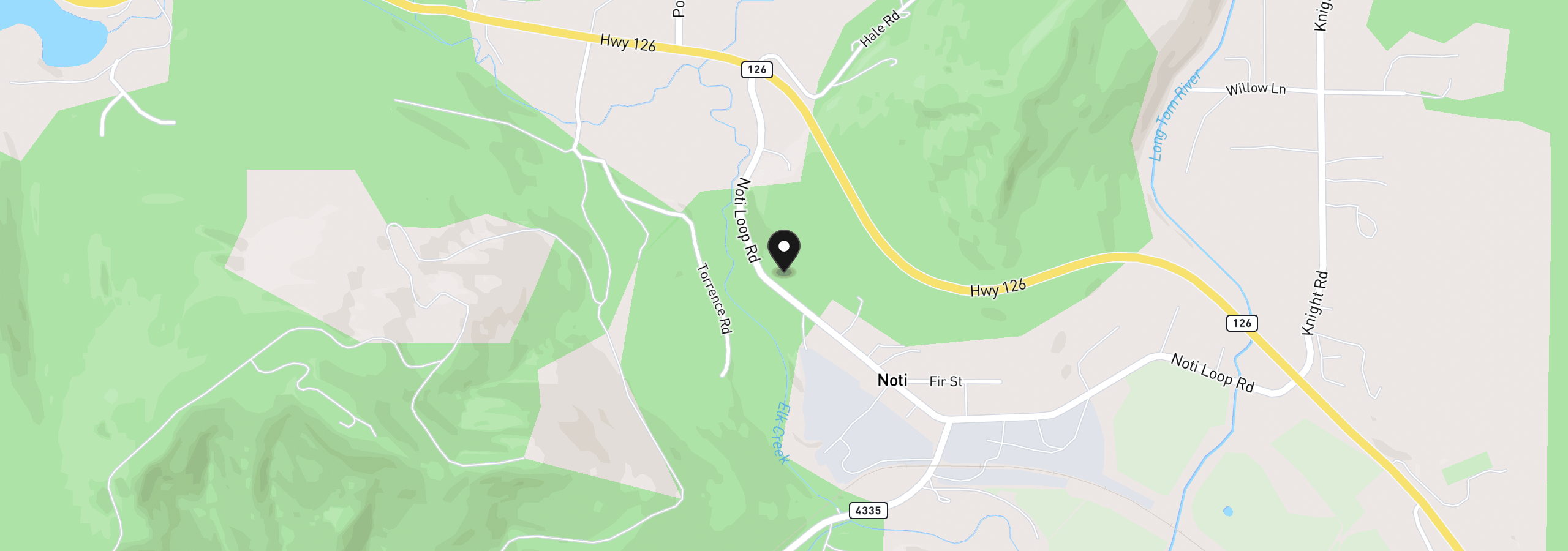 Map showing the location of 22385 Noti Loop, Noti, OR 97461