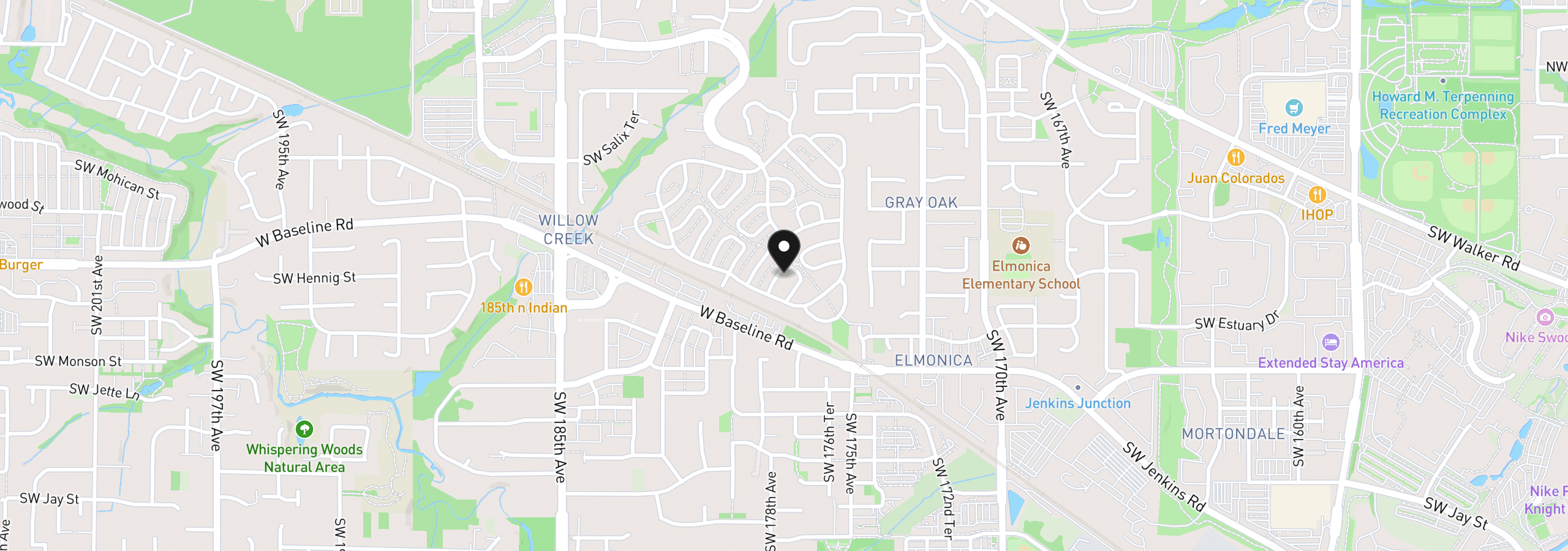 Map showing the location of 837 SW Valley Forge Way, Beaverton, OR 97006