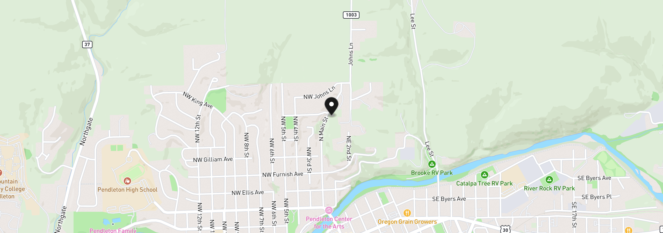 Map showing the location of 740 N Main St, Pendleton, OR 97801