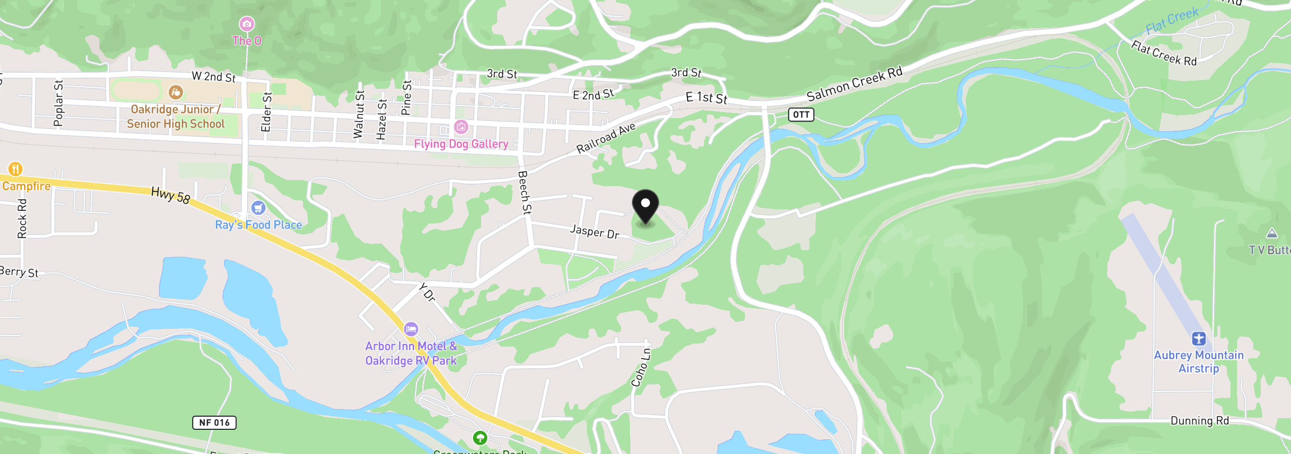 Map showing the location of 000 Jasper Dr, Oakridge, OR 97463