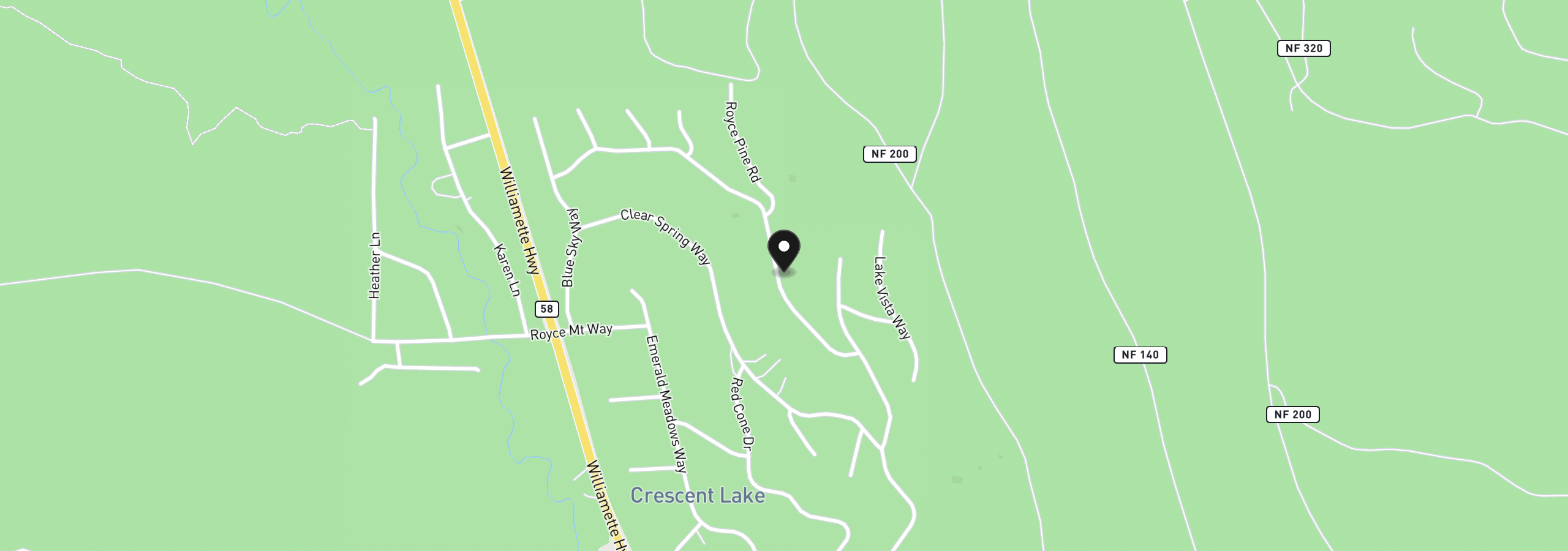 Map showing the location of 8 Diamond Peak Way, Crescent Lake, OR 97733